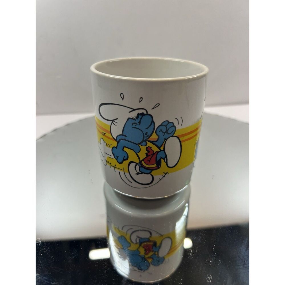 Vintage Sporty Smurf Coffee‎ Mug Marathon Running Jogging Tea Cup Peyo S.E.P.P. - Picture 2 of 6